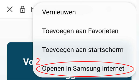 Openen in Samsung internet